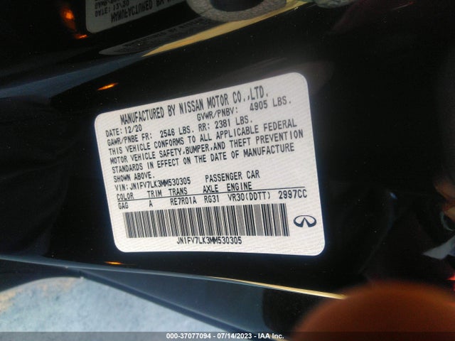 JN1FV7LK3MM530305 Infiniti Q60 Red Sport 400