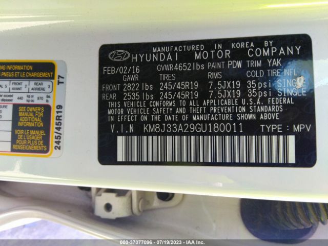 KM8J33A29GU180011 Hyundai Tucson Sport