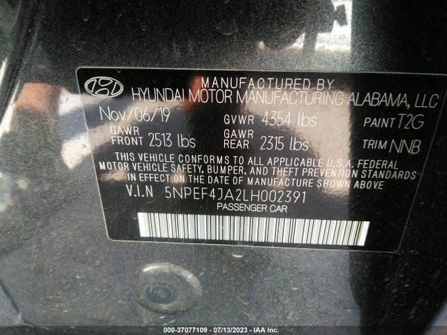 Hyundai SONATA SEL 2020 5NPEF4JA2LH002391 Image 9