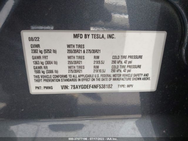 7SAYGDEF4NF538182 Tesla Model Y Performance