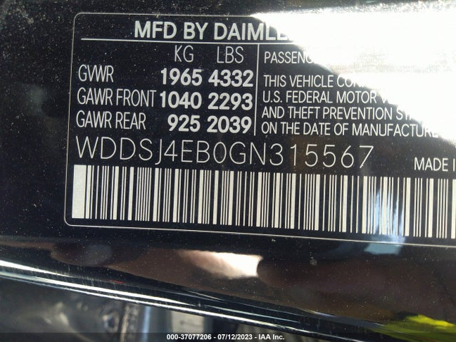 WDDSJ4EB0GN315567 Mercedes-Benz Cla Cla 250