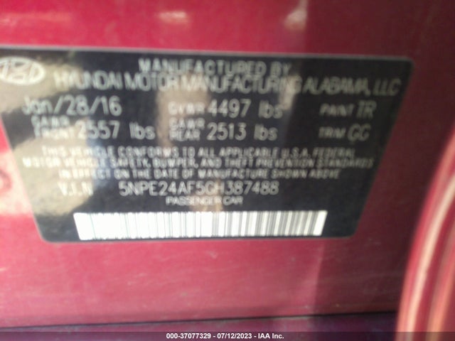 Hyundai Sonata 2.4l Se 2016 5NPE24AF5GH387488 Image 11