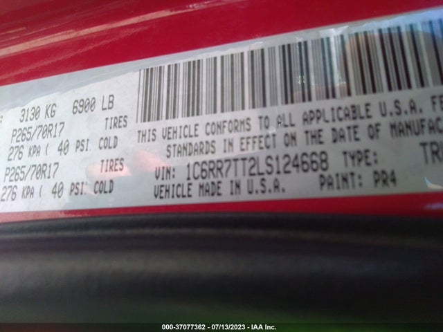 1C6RR7TT2LS124668 RAM 1500 Classic Slt