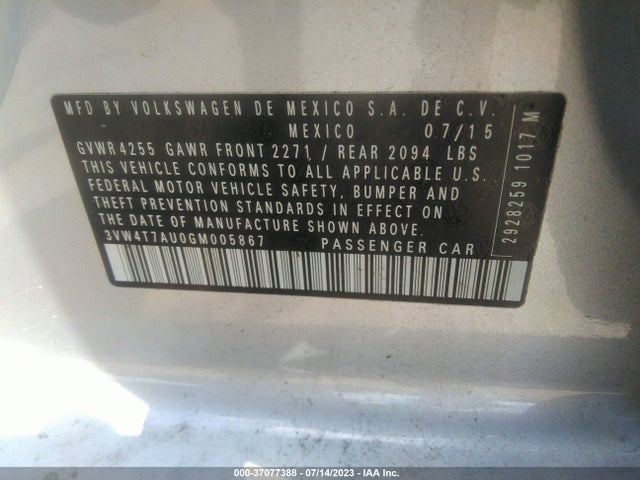 3VW4T7AU0GM005867 Volkswagen Golf Gti Se
