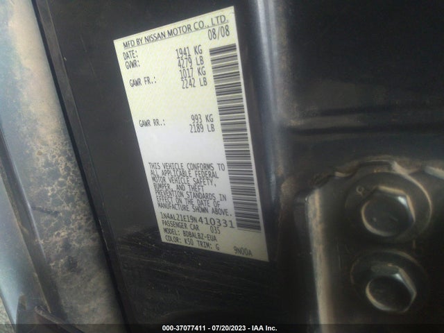 2009 NISSAN ALTIMA 2.5 S VIN: 1N4AL21E19N410331