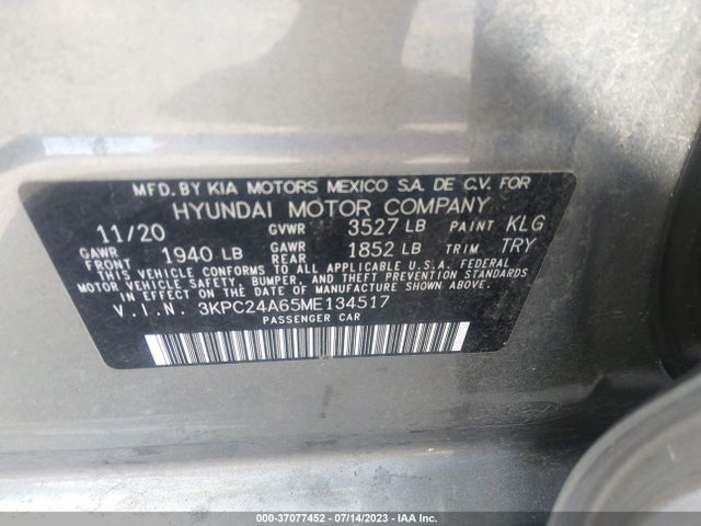 Hyundai Accent Sel 2021 3KPC24A65ME134517 Image 9