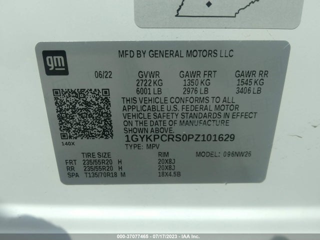 1GYKPCRS0PZ101629 Cadillac Xt6 Fwd Premium Luxury