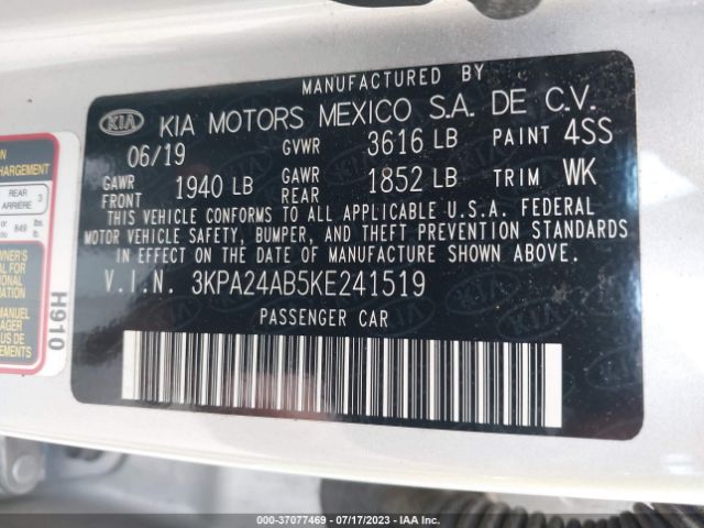 3KPA24AB5KE241519 KIA RIO S