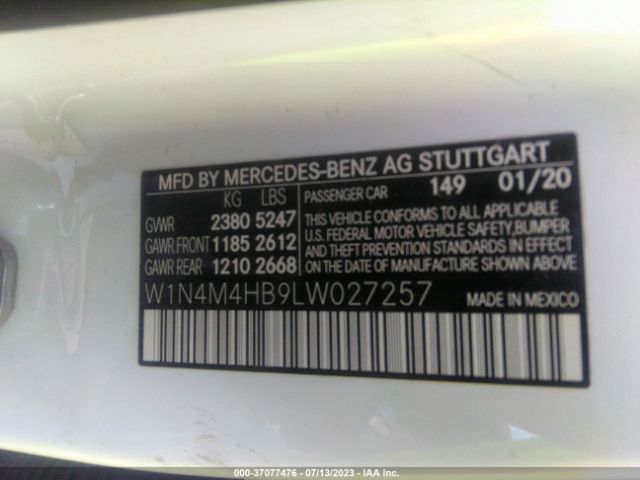 W1N4M4HB9LW027257 Mercedes-Benz Glb Glb 250