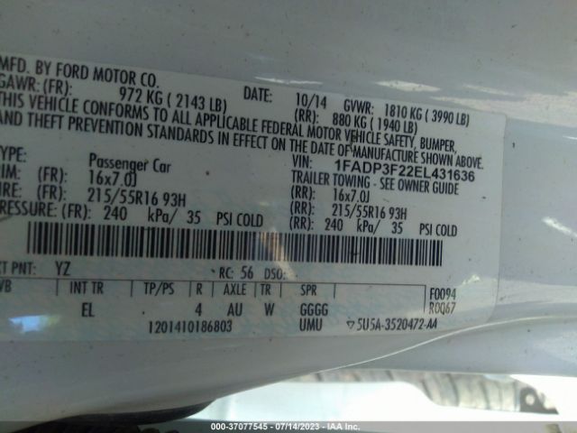 1FADP3F22EL431636 Ford FOCUS SE