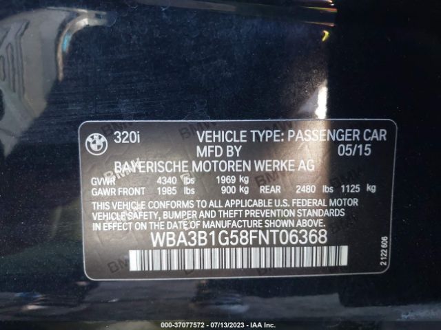 WBA3B1G58FNT06368 BMW 3 Series 320i