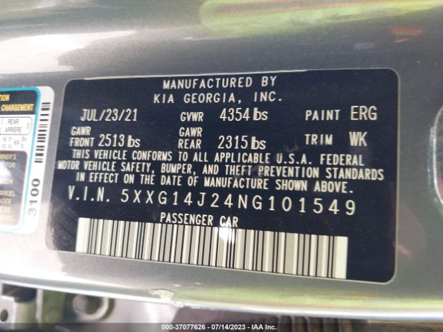 5XXG14J24NG101549 KIA K5 LXS
