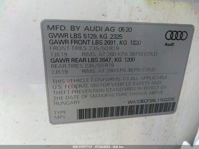 WA1DECF3XL1102226 Audi Q3 S Line Premium