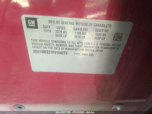 2G61M5S37F9194279 Cadillac XTS LUXURY