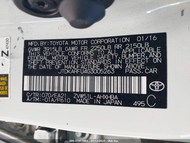 Toyota Prius Four 2016 JTDKARFU4G3005263 Image 15
