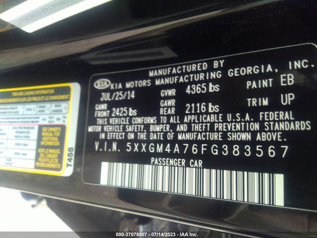 KIA Optima Lx 2015 5XXGM4A76FG383567 Image 9