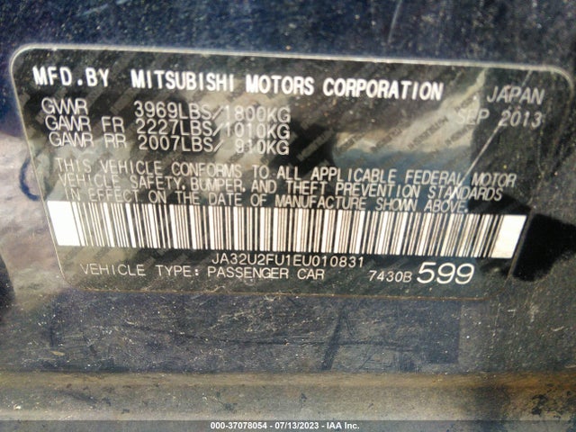 JA32U2FU1EU010831 Mitsubishi LANCER ES