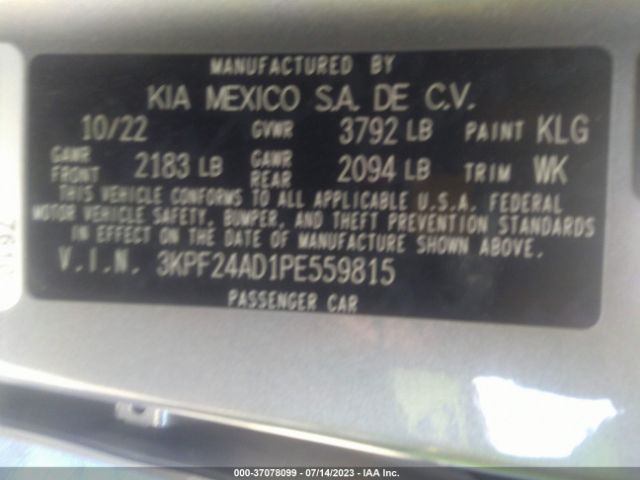 3KPF24AD1PE559815 KIA Forte Lxs