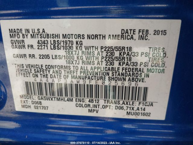 2015 MITSUBISHI OUTLANDER SPORT 4A4AP3AW9FE025696 Photo 8