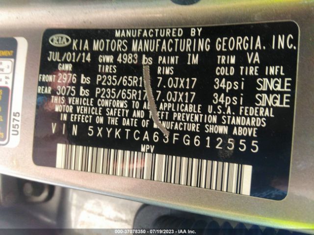 5XYKTCA63FG612555 KIA SORENTO LX