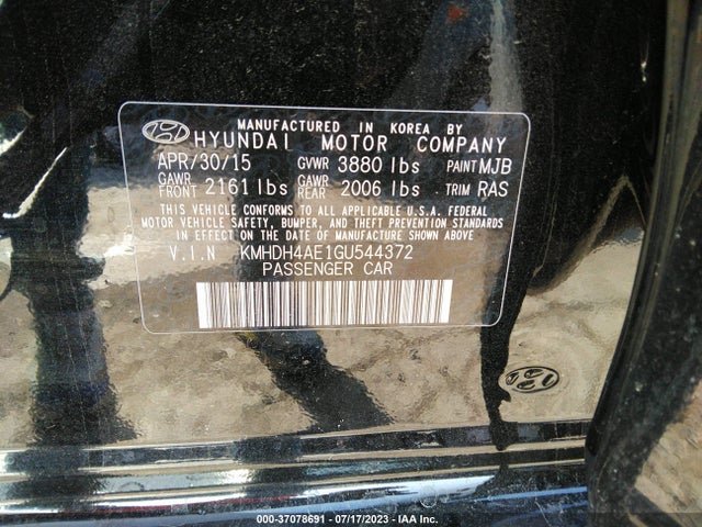 Hyundai ELANTRA SE 2016 KMHDH4AE1GU544372 Image 16