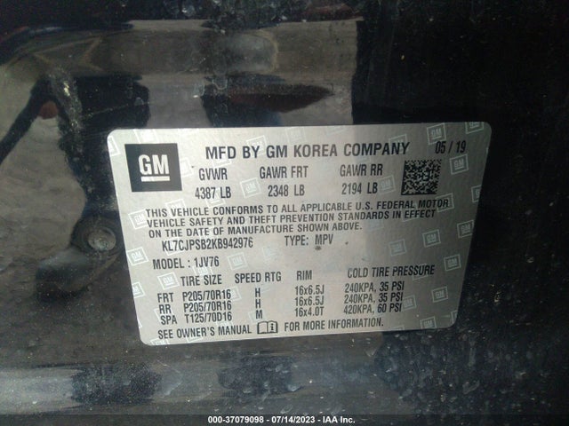 Chevrolet Trax Lt 2019 KL7CJPSB2KB942976 Image 9