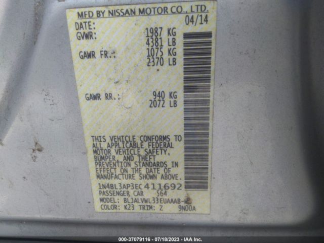 1N4BL3AP3EC411692 Nissan Altima 3.5 Sl