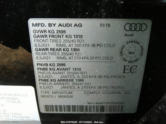 2019 Audi SQ5, VIN: WA1A4AFY3K2043762