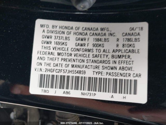 Honda Civic Sedan Lx 2018 2HGFC2F57JH554859 Image 9