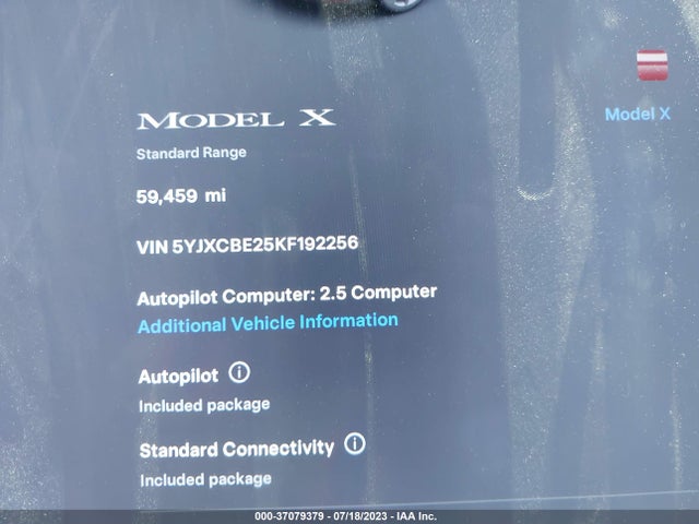 2019 Tesla Model X, VIN: 5YJXCBE25KF192256