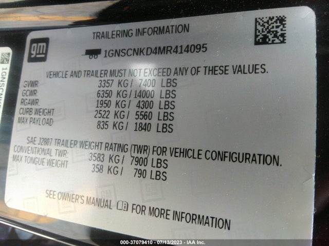 Chevrolet Tahoe Lt 2021 1GNSCNKD4MR414095 Image 9