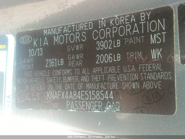 KNAFX4A84E5158544 KIA FORTE EX