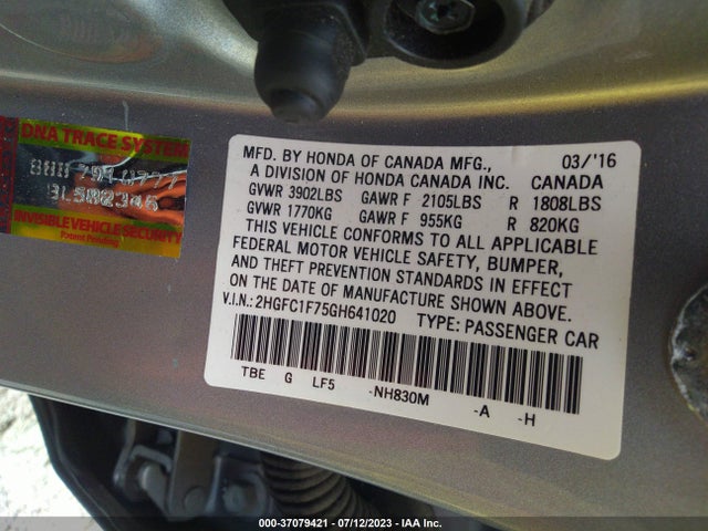 Honda Civic Ex-l 2016 2HGFC1F75GH641020 Image 9