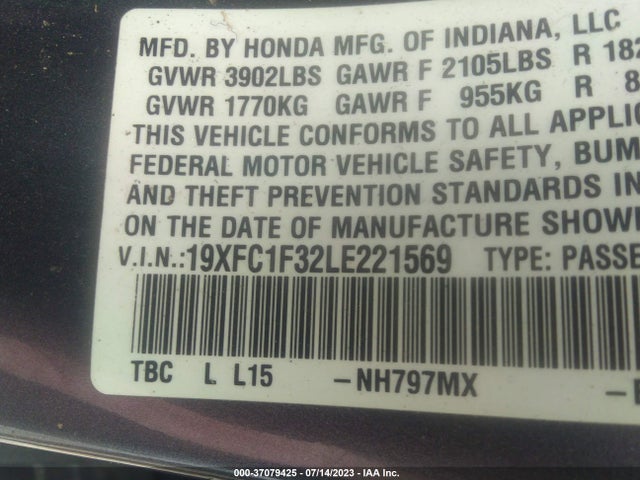 Honda CIVIC EX 2020 19XFC1F32LE221569 Image 9