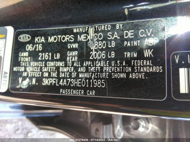 3KPFL4A73HE011985 KIA FORTE LX