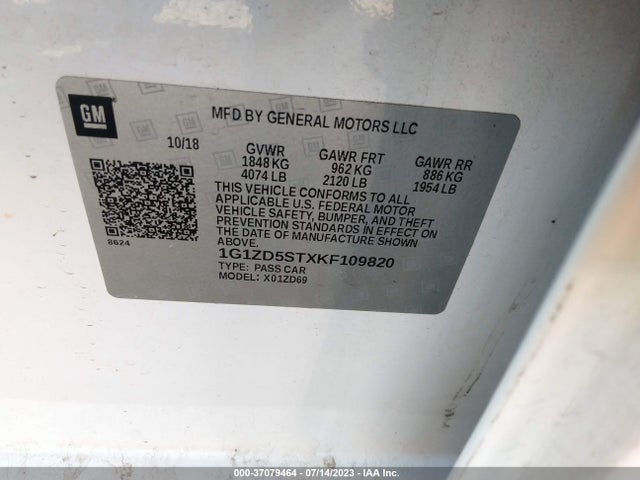 Chevrolet MALIBU LT 2019 1G1ZD5STXKF109820 Image 9