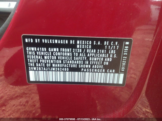 3VW2B7AJ1JM262480 Volkswagen Jetta 1.4t S