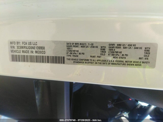 2022 Ram Promaster, VIN: 3C6MRVJG6NE139958