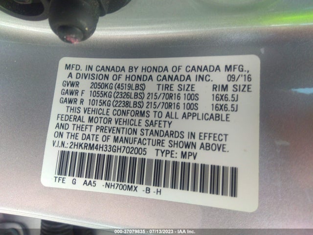 Honda CR-V LX 2016 2HKRM4H33GH702005 Image 9