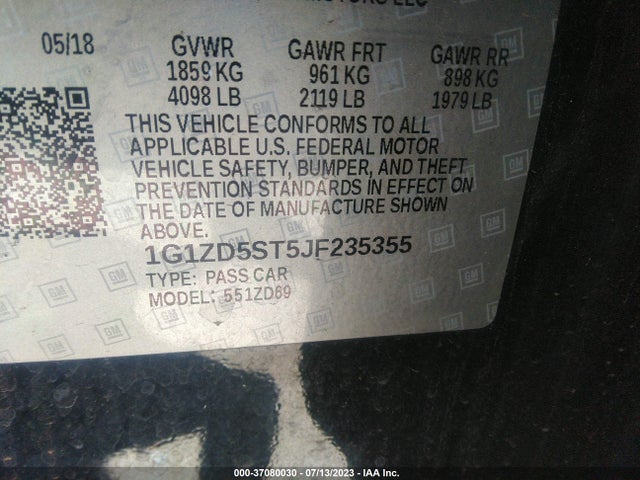 Chevrolet MALIBU LT 2018 1G1ZD5ST5JF235355 Image 9