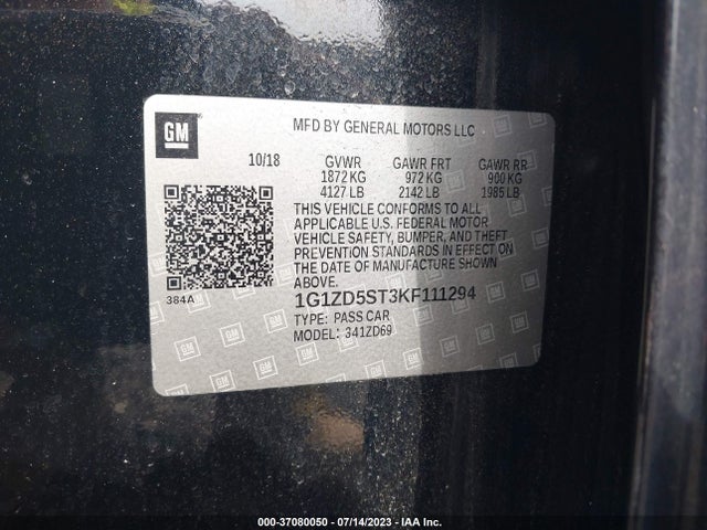 Chevrolet MALIBU LT 2019 1G1ZD5ST3KF111294 Image 9