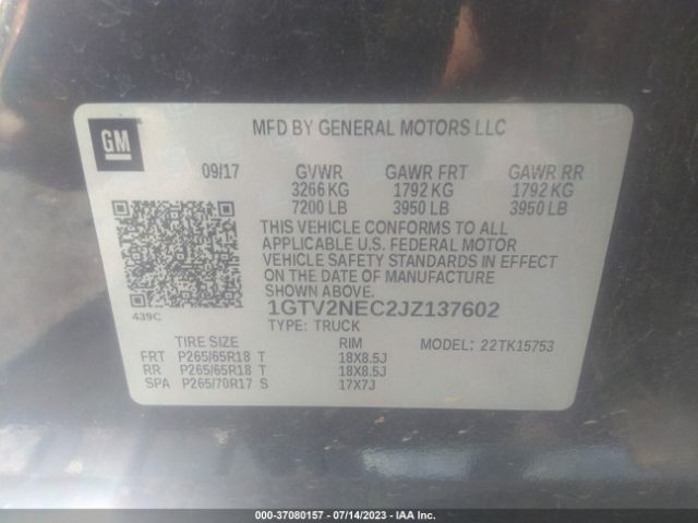 1GTV2NEC2JZ137602 GMC Sierra 1500 Slt