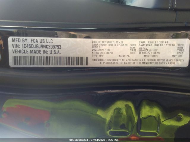 1C4SDJGJ9NC209793 Dodge Durango Srt 392