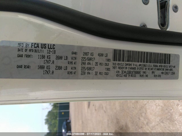 2019 JEEP COMPASS LATITUDE 4X4 VIN: 3C4NJDBB1KT668601