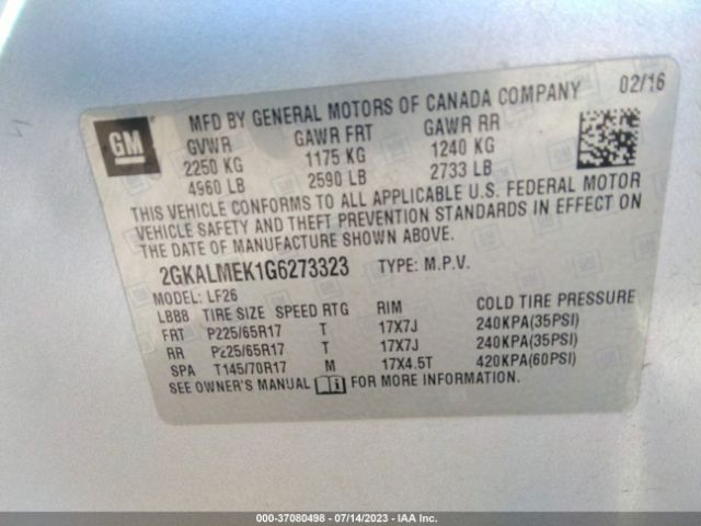 2GKALMEK1G6273323 GMC Terrain Sle