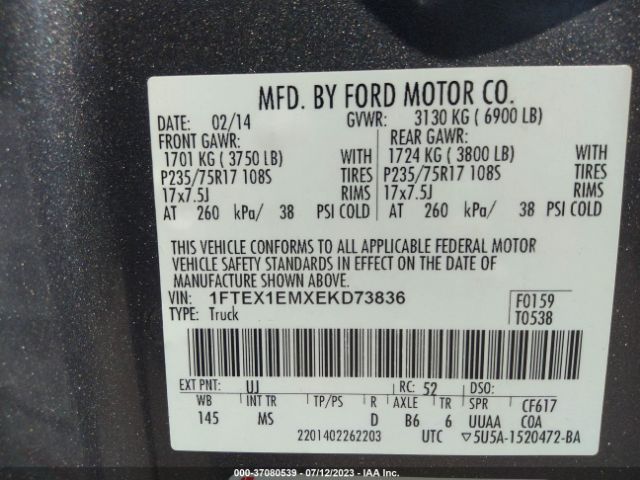 1FTEX1EMXEKD73836 Ford F-150 Xl/stx/xlt