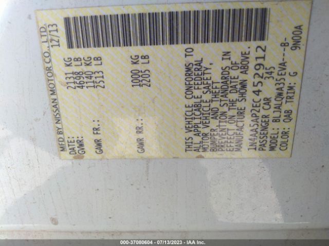 1N4AA5AP2EC452912 Nissan Maxima 3.5 S