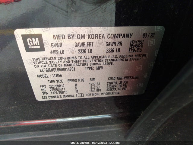 Chevrolet Trailblazer Ls 2021 KL79MNSL0MB014701 Image 9