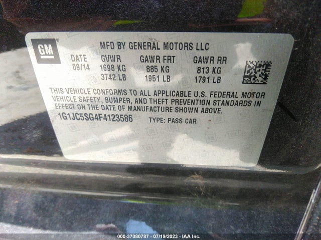 Chevrolet Sonic Lt Auto 2015 1G1JC5SG4F4123586 Image 9