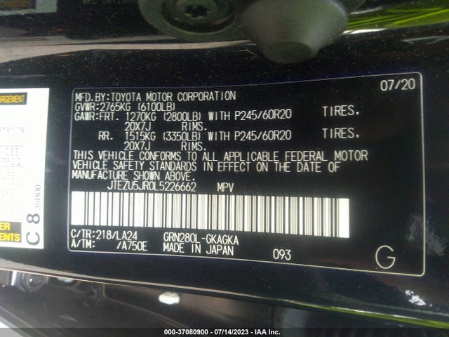 Toyota 4runner Limited 2020 JTEZU5JR0L5226662 Image 9